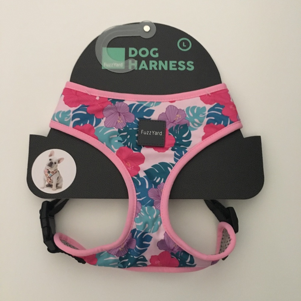 NEW (L) Dog Harness Tropical Theme Floral Print for Large Dogs | FuzzYard